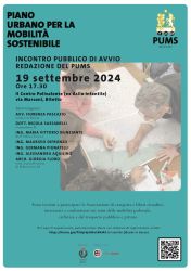 Piano Urbano per la Mobilità Sostenibile - Incontro Pubblico 19 settembre 2024 ore 17:30