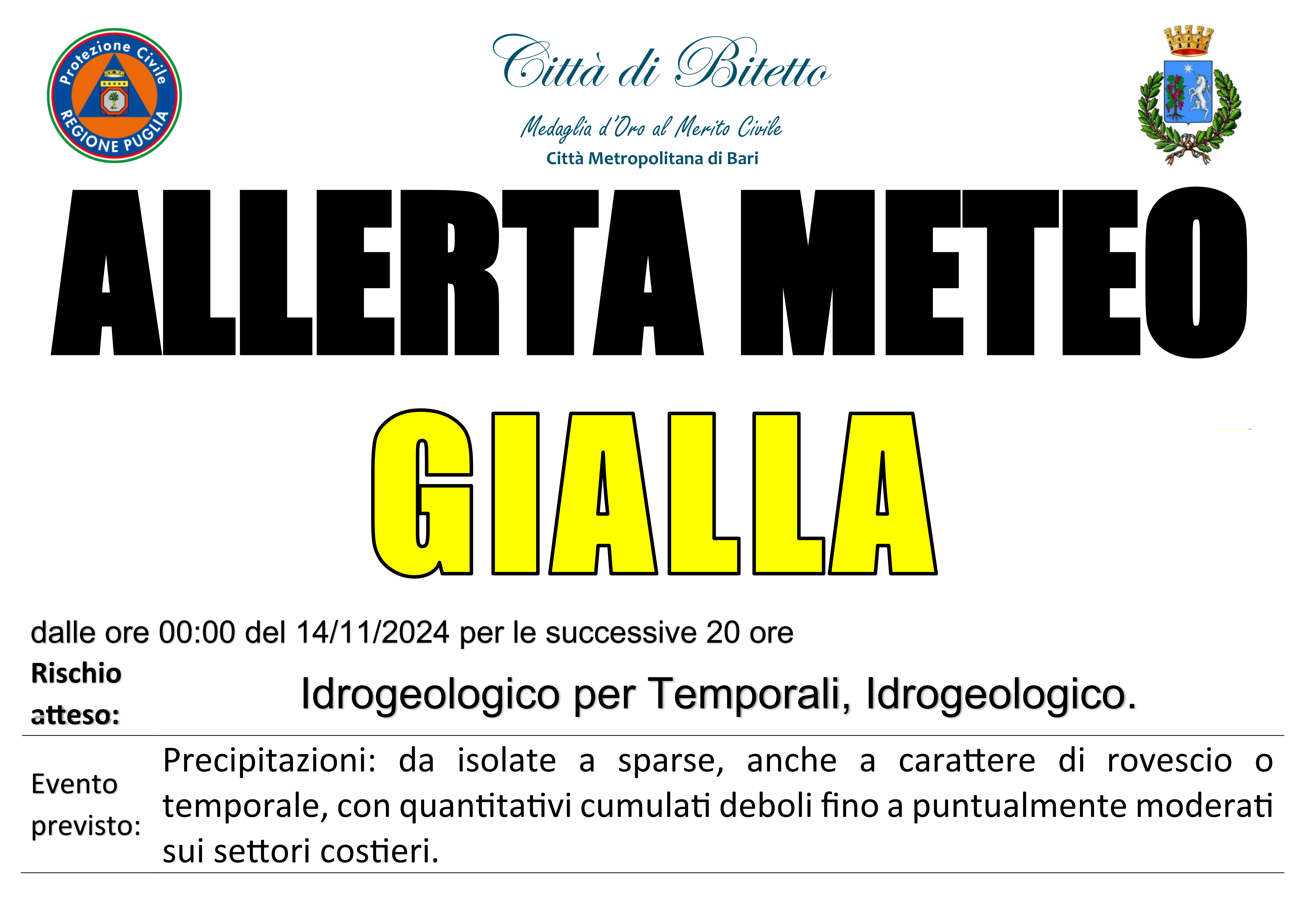 Allerta Meteo - 14/11/2024