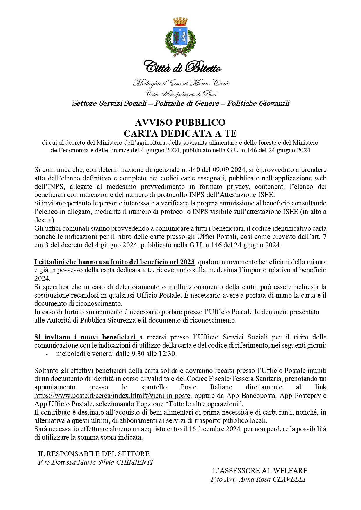 CARTA DEDICATA A TE 2024